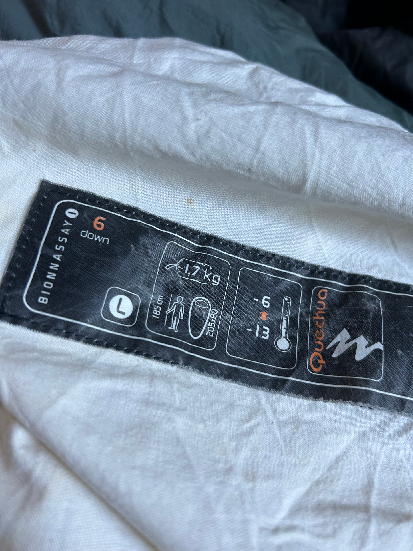 Location sac de couchage quechua en plumes -6 degrés. Taille L ( 20 euros / week-end ).