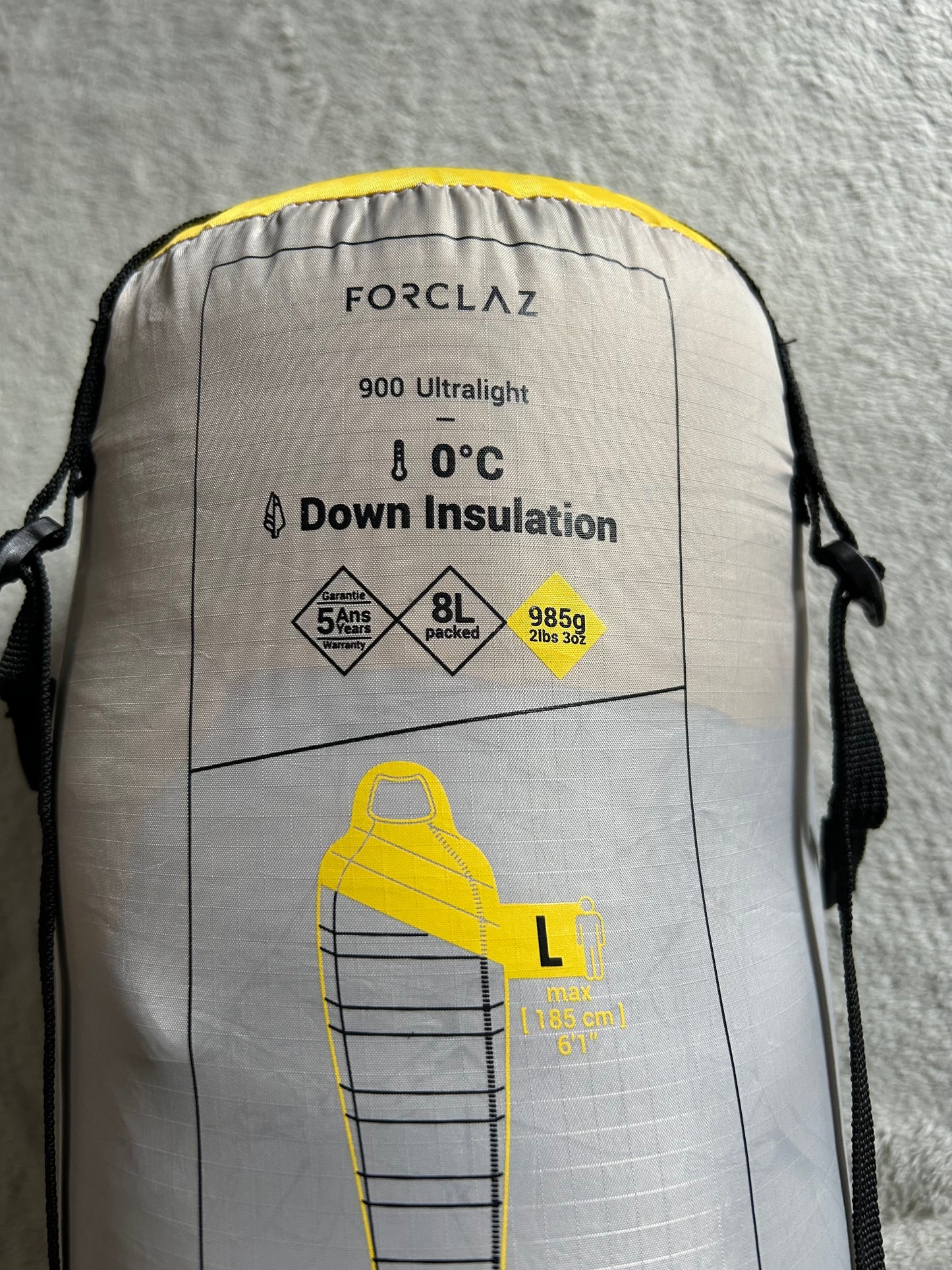 Location sac de couchage forclaz 0 degrés en plumes. Taille L. ( 20 euros / week-end ).