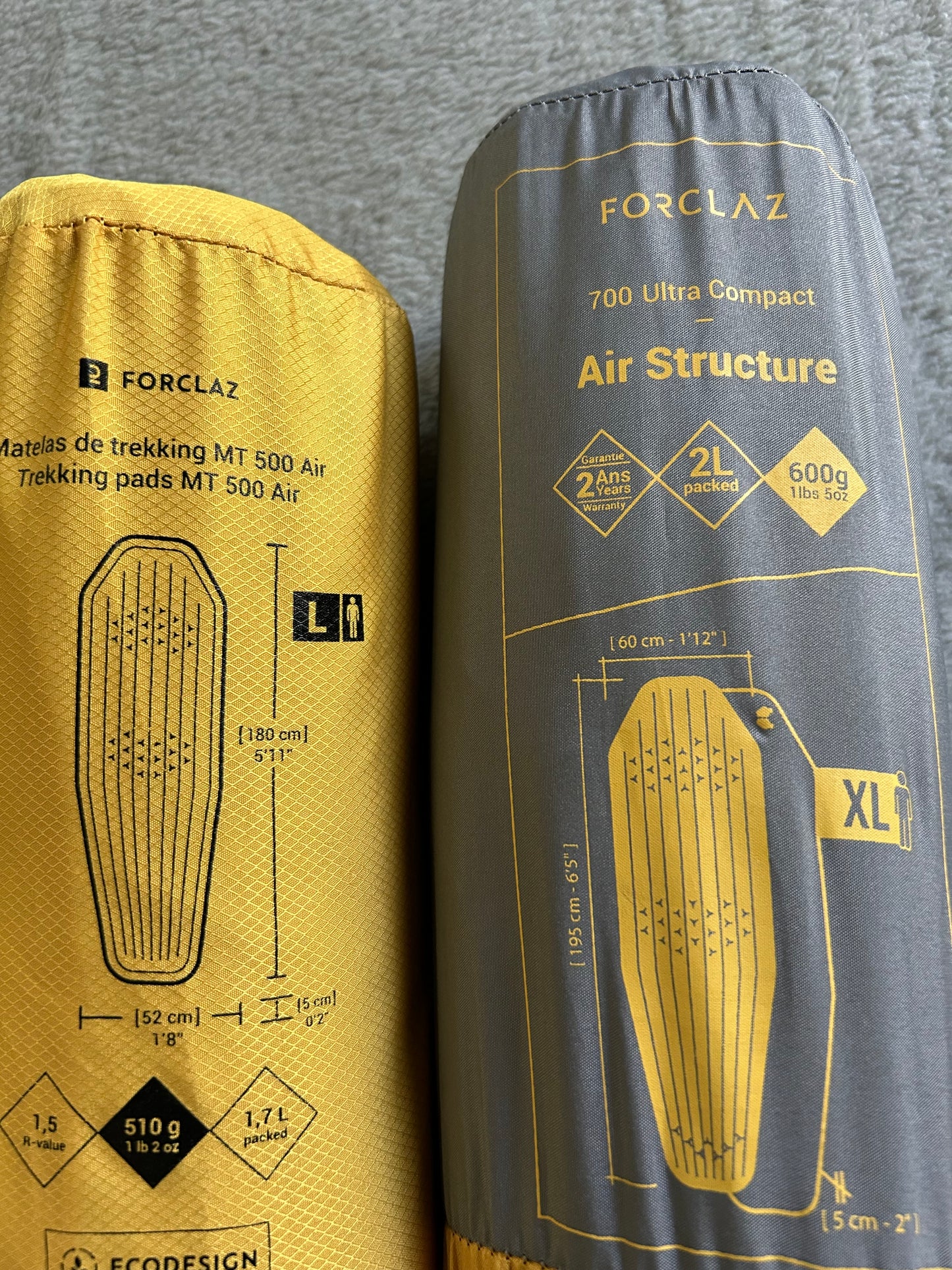 Location pack matelas gonflable forclaz. Taille XL et L. ( 15 euros / week-end ).