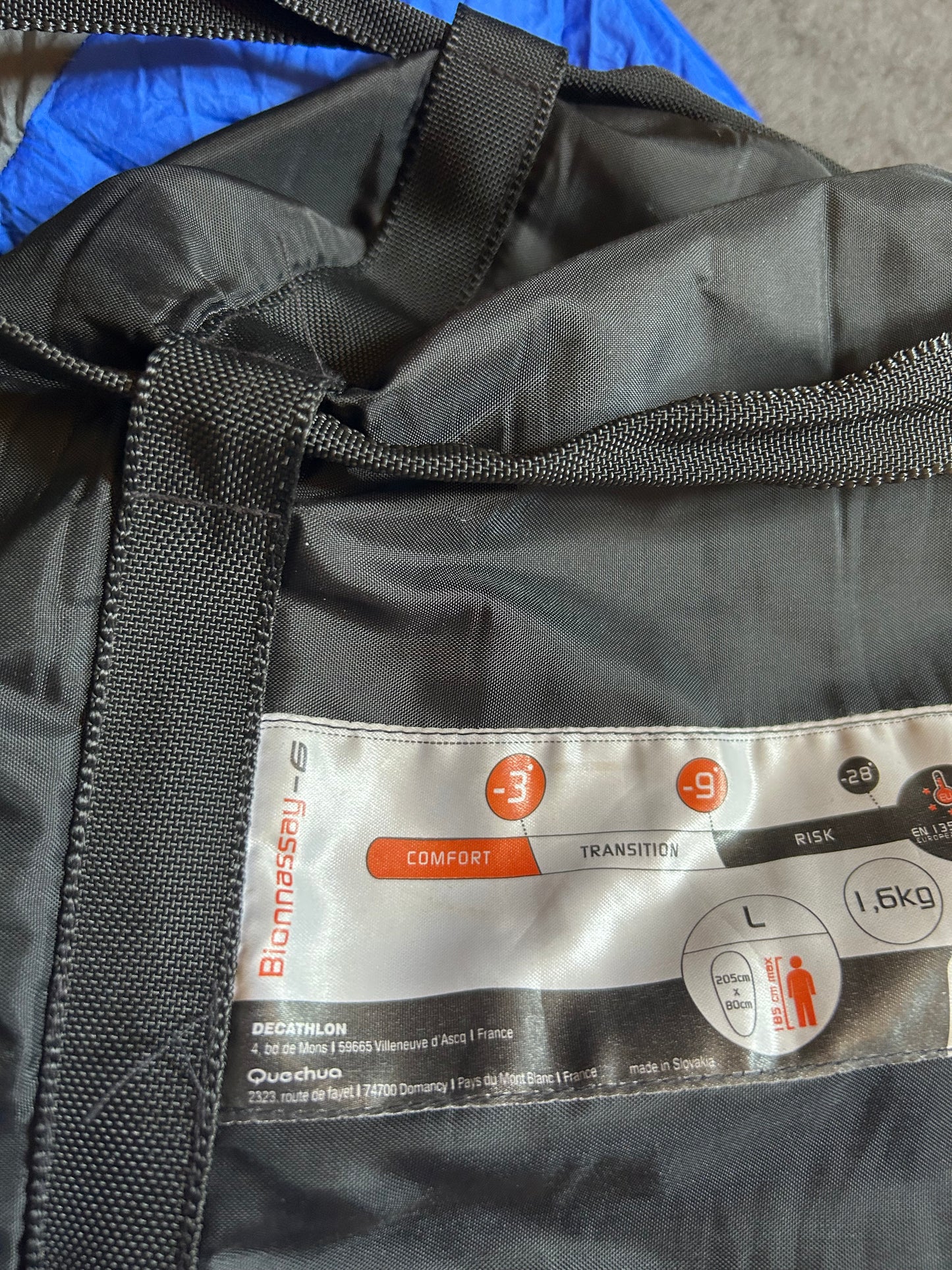 Sac de couchage quechua d’occasion bionnassay en plumes -6 degrés. Taille L