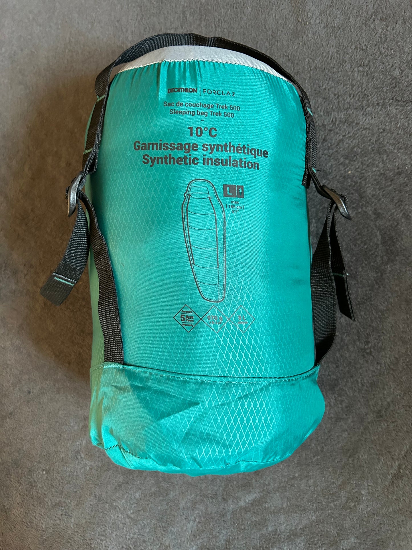 Sac de couchage forclaz d’occasion 10 degrés trek 500. Taille L