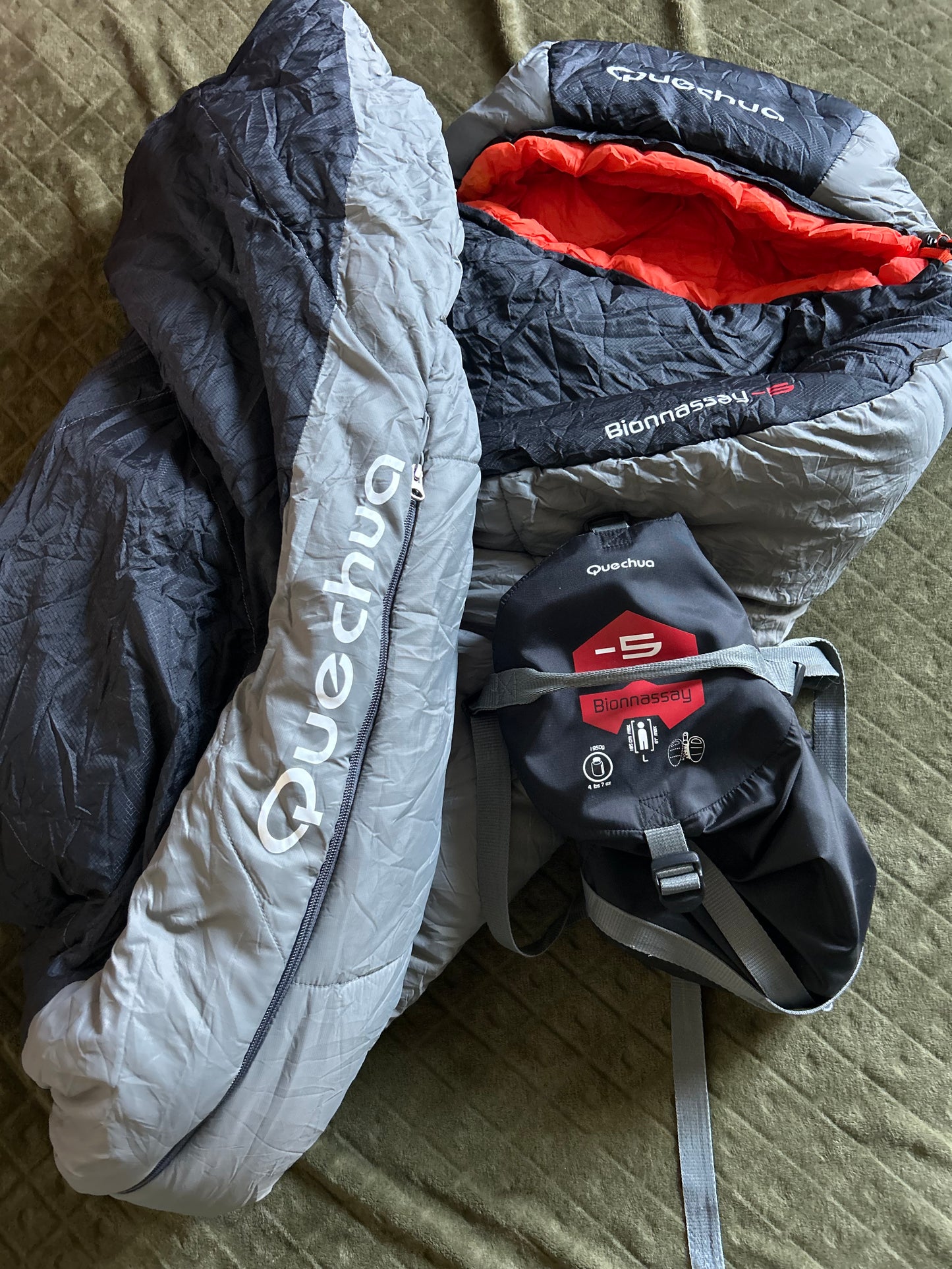 Sac de couchage quechua bionnassay -5 degrés d’occasion. Taille L.