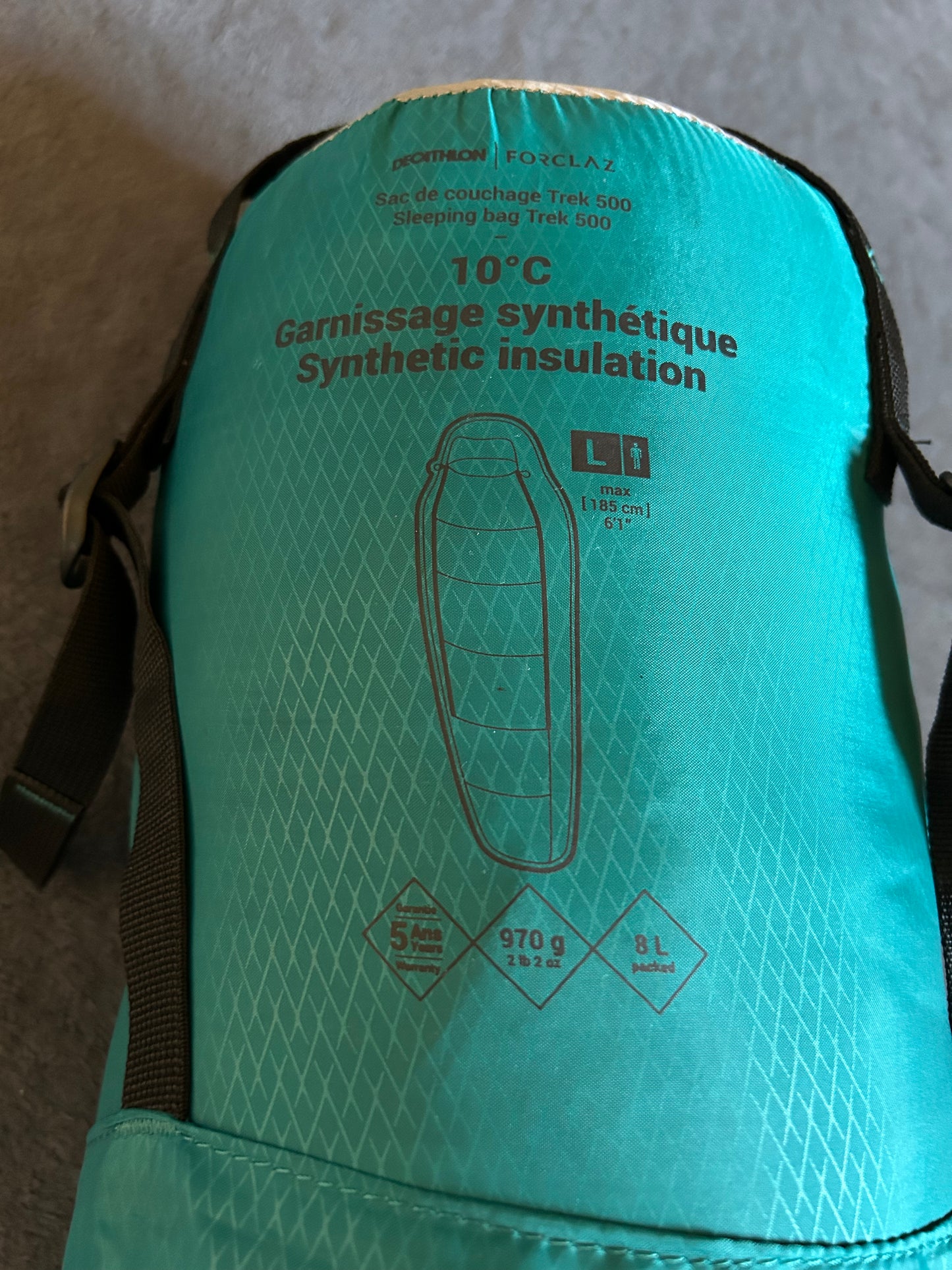 Sac de couchage forclaz d’occasion 10 degrés trek 500. Taille L