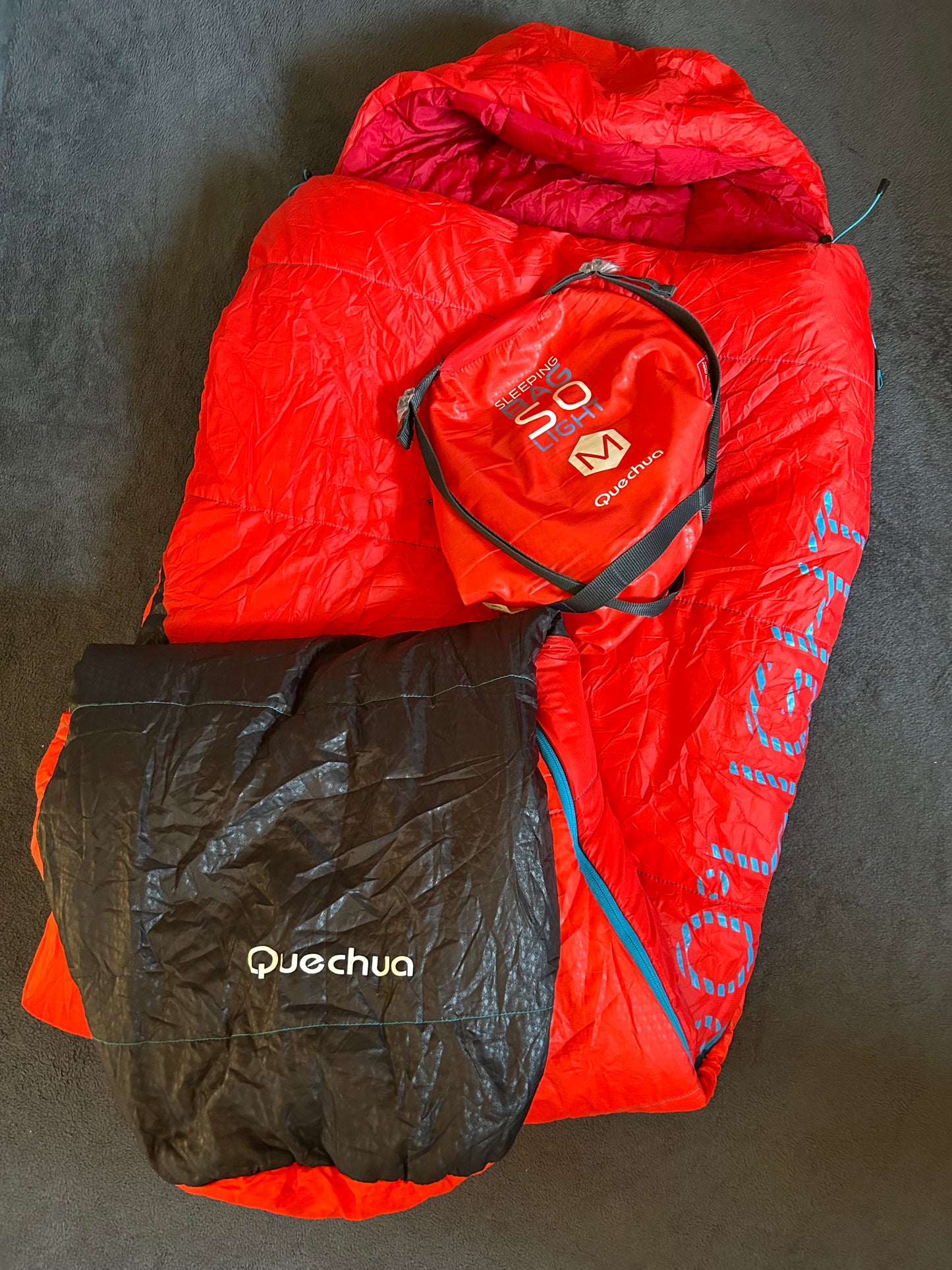Sac de couchage quechua d’occasion 0 degrés light. Taille M