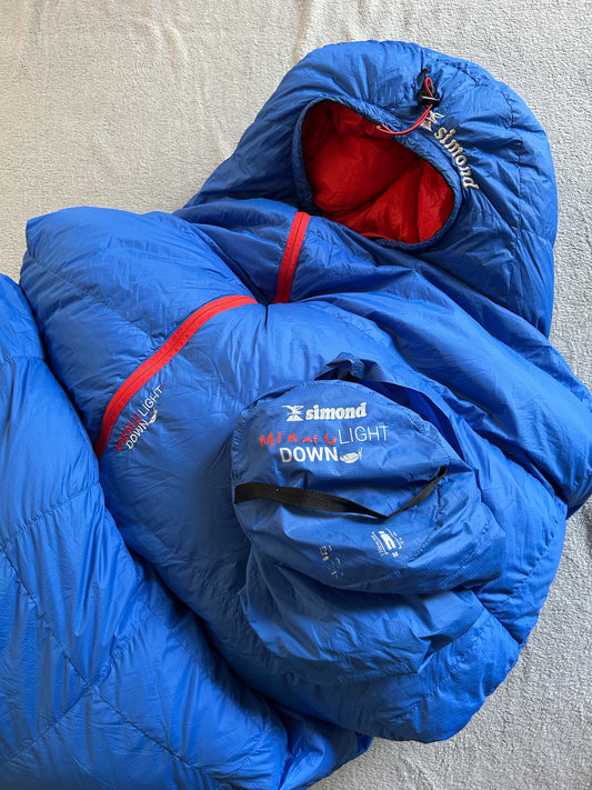 Location sac de couchage Simond Makalu light en plumes. Taille M. ( 20 euros / week-end ).